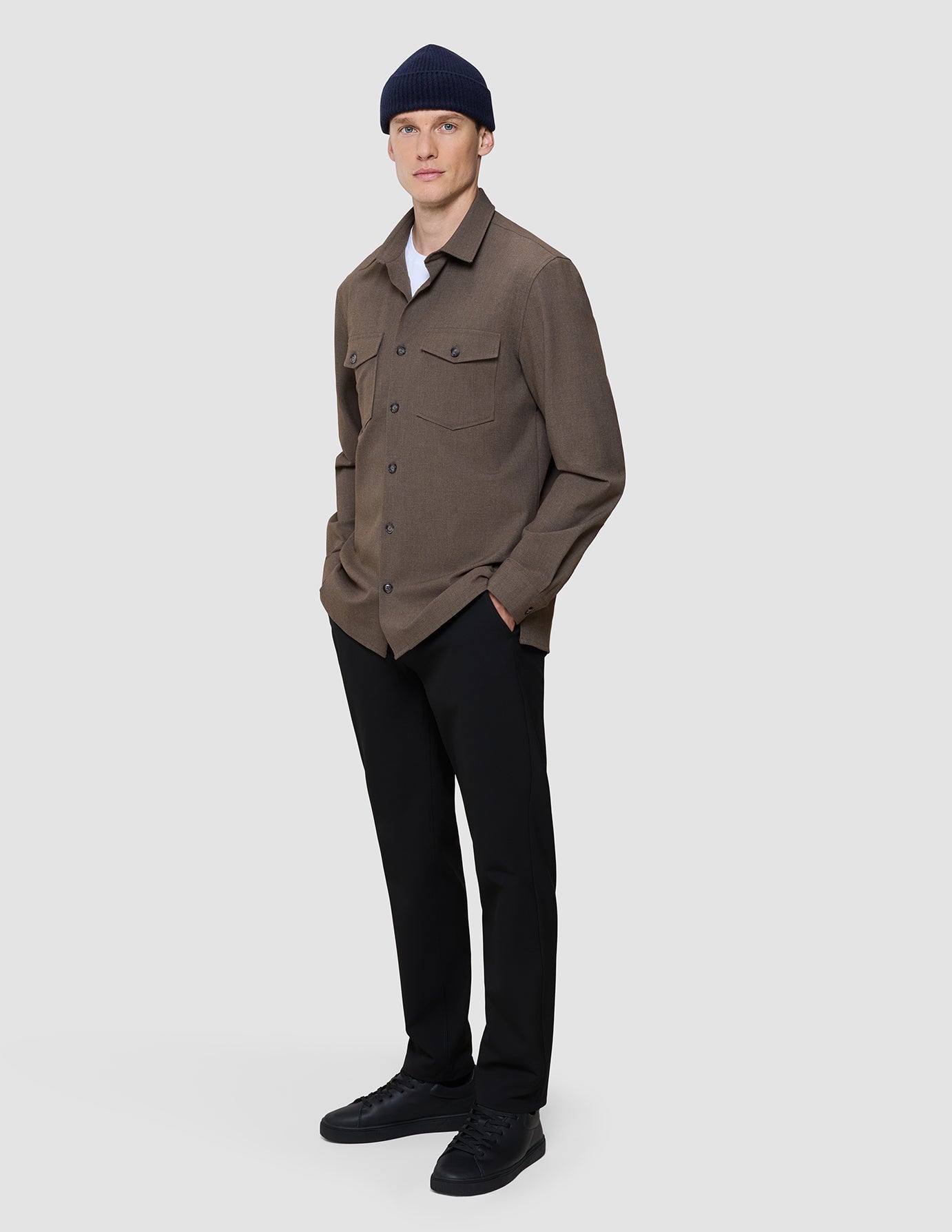 Essential Overshirt Saddle Brown Melange